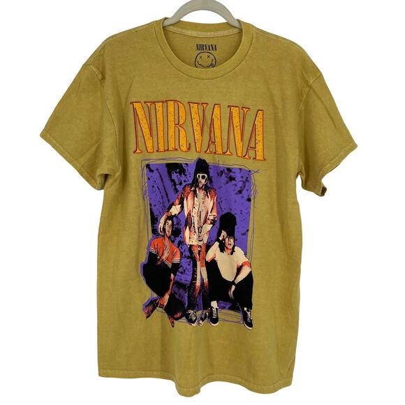 NIRVANA Other - Officially Licensed Nirvana Grunge Tee Yellow Acid Wash Large Vintage Style